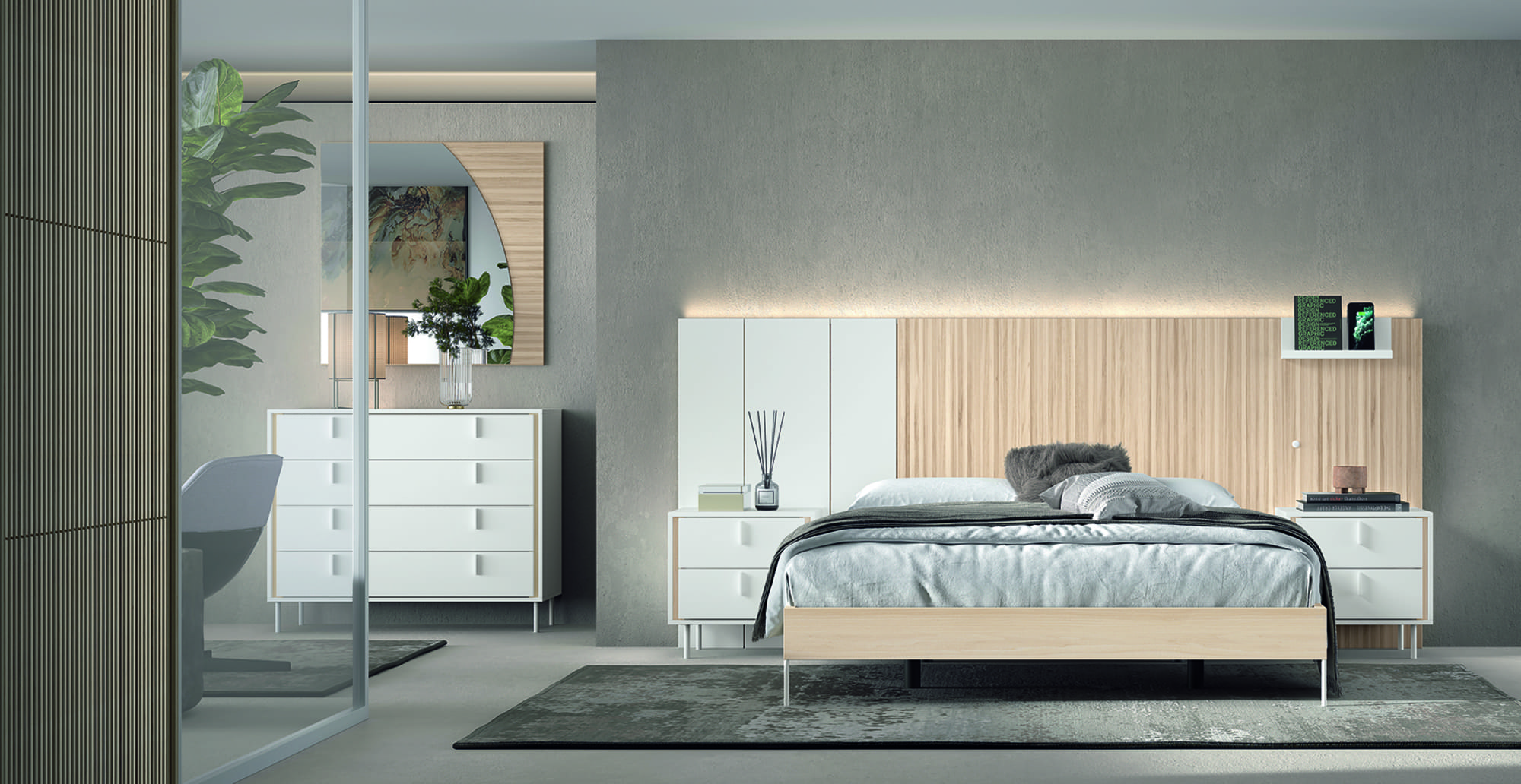 Dormitorio cabecero mesitas a medida con luz LED – Home Dreams Design