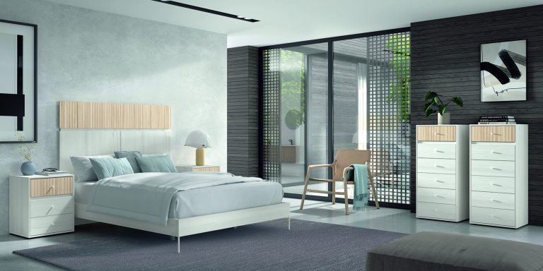 Dormitorio cabecero mesitas armario sinfonier a medida con luz LED – Home Dreams Design