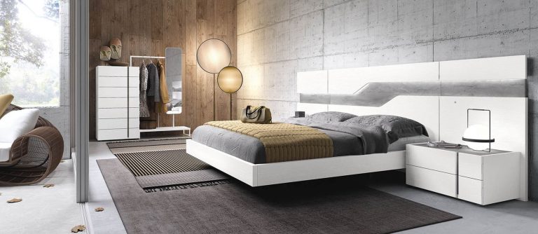 Dormitorio cabecero mesitas bancada cómoda – Home Dreams Design
