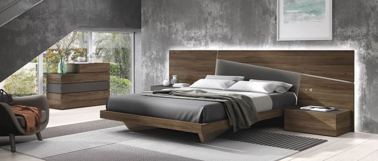 Dormitorio cabecero mesitas bancada cómoda – Home Dreams Design