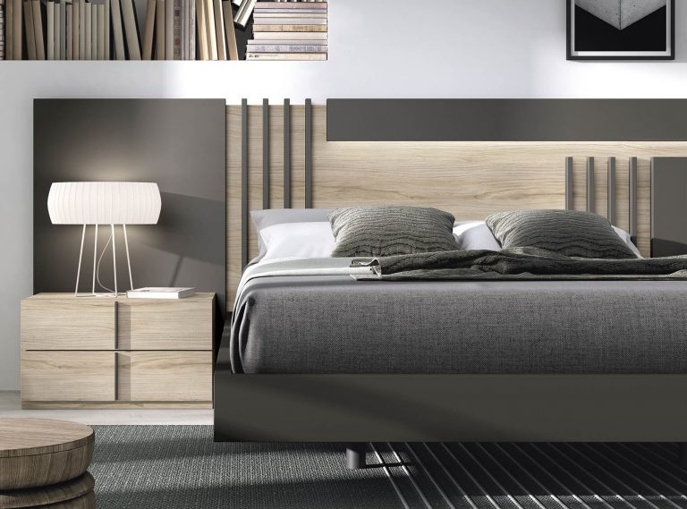 Dormitorio cabecero mesitas bancada cómoda – Home Dreams Design