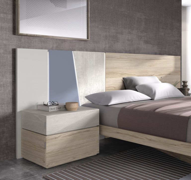 Dormitorio cabecero mesitas bancada cómoda – Home Dreams Design