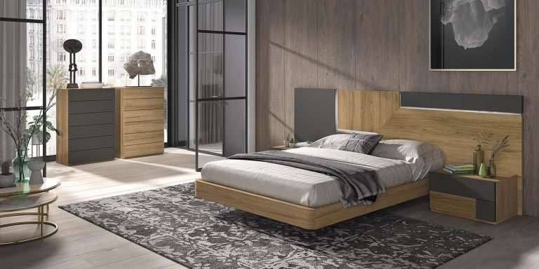 Dormitorio cabecero mesitas bancada sinfonier – Home Dreams Design