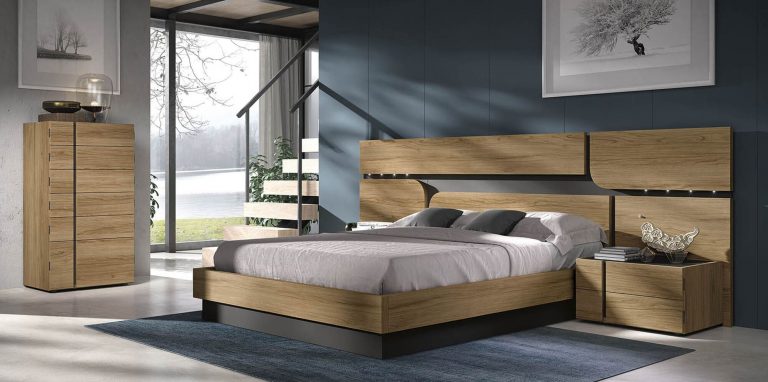 Dormitorio cabecero mesitas bancada sinfonier – Home Dreams Design