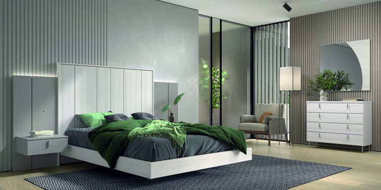 Dormitorio cabecero mesitas cómoda espejo a medida con luz LED – Home Dreams Design