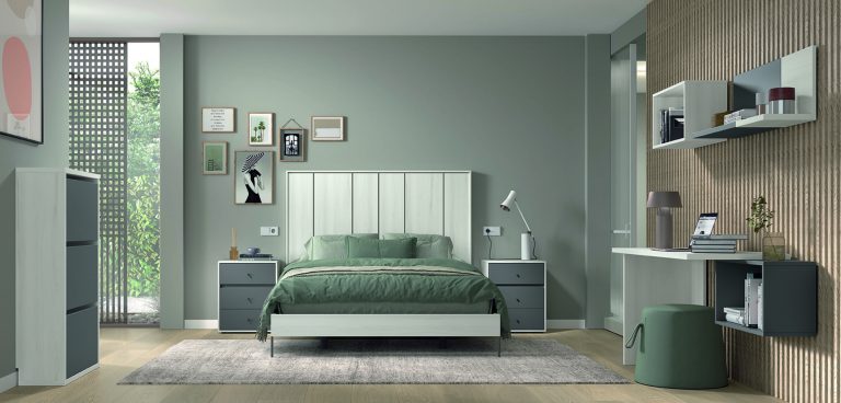 Dormitorio cabecero mesitas zapatero escritorio a medida con luz LED – Home Dreams Design