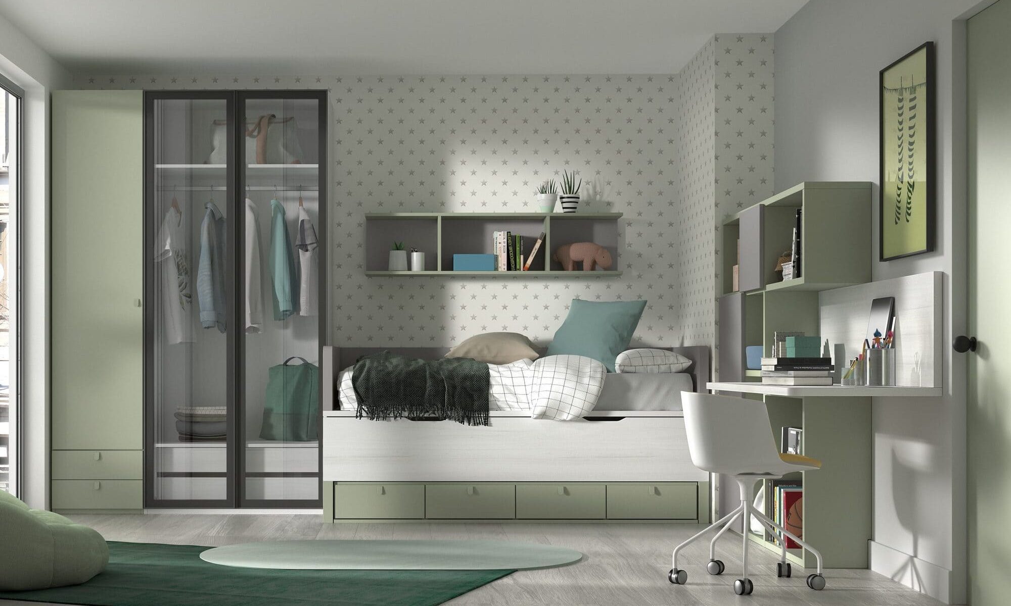 Habitación juvenil compacto bicama – Home Dreams Design