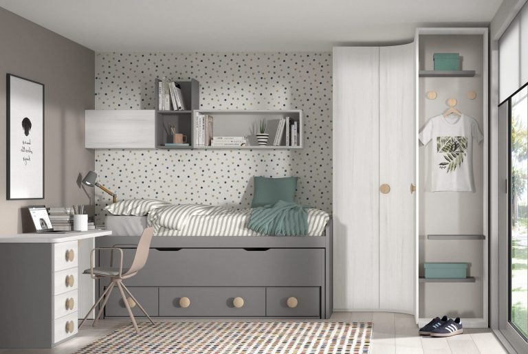 Habitación juvenil compacto cama oculta – Home Dreams Design