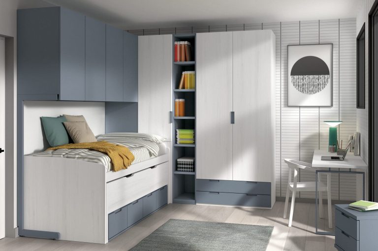 Habitación juvenil compacto cama oculta – Home Dreams Design
