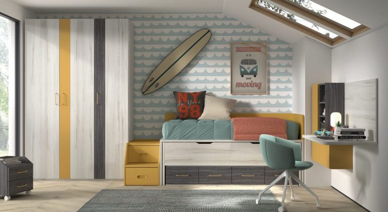 Habitación juvenil compacto cama oculta – Home Dreams Design