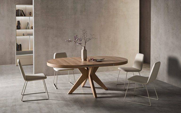 Mesa de comedor redonda extensible abierta – Home Dreams Design