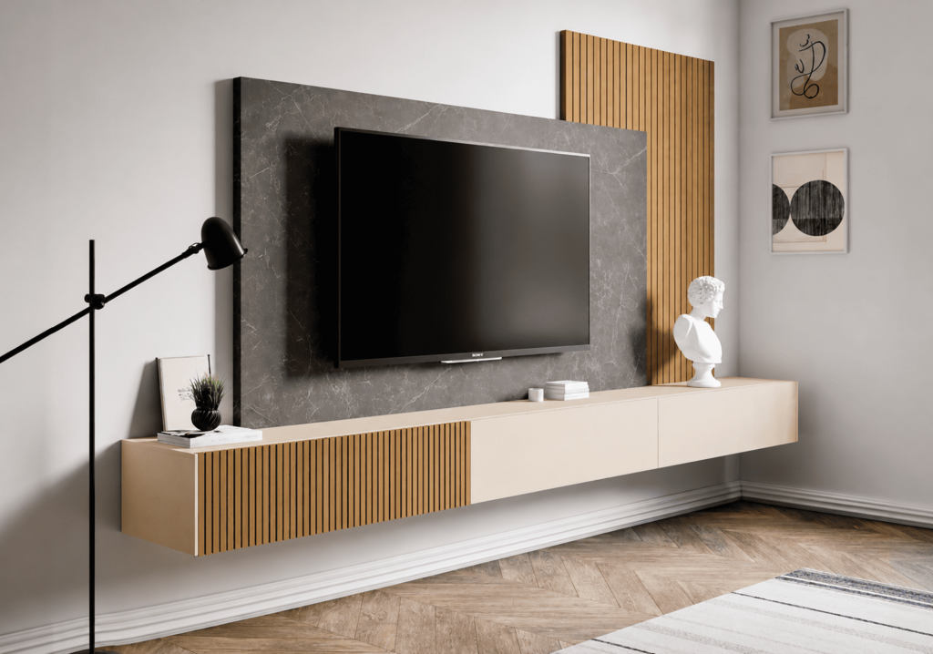 Mueble salón colgado y moderno 