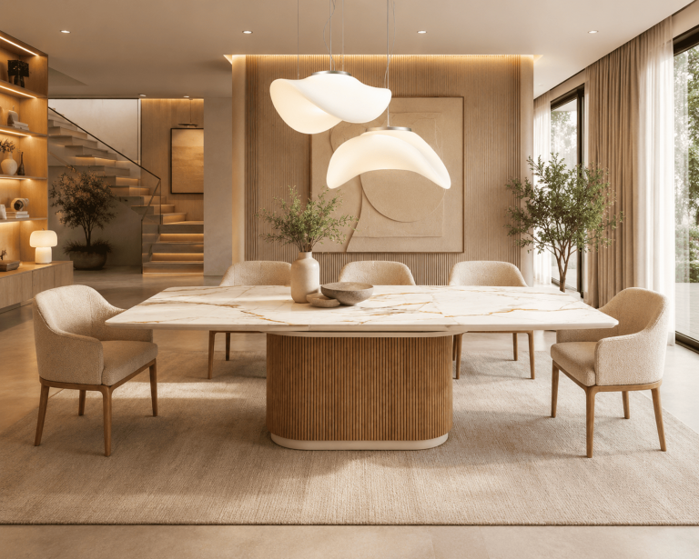 Mesa de comedor extensible porcelánica – Home Dreams Design